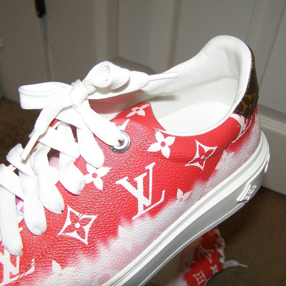 🔥 size 8.5/39 Authentic Louis Vuitton Time Out sneaker Red and Pink - Picture 14 of 16